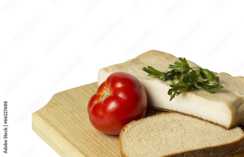 Bacon with tomatoes and bread Bacon with tomatoes and bread