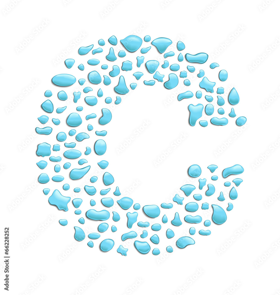 abstract letter c created with water drops abstract letter c created with water drops