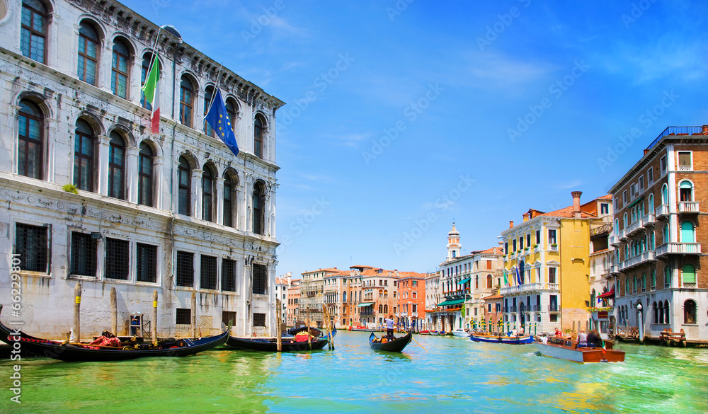 Venice Grand canal with gondolas, Italy