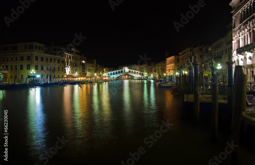 night view of Rialto Bridge, Venice, Italy