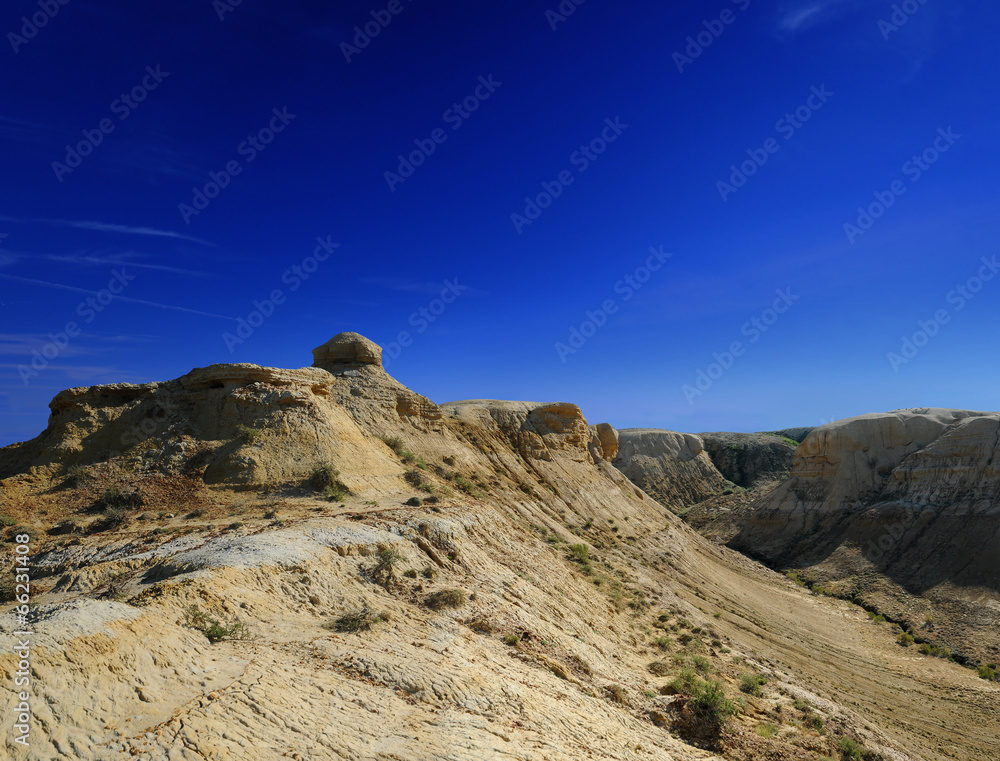 Panorama of the cliffs plateau Shalkar-Nura
