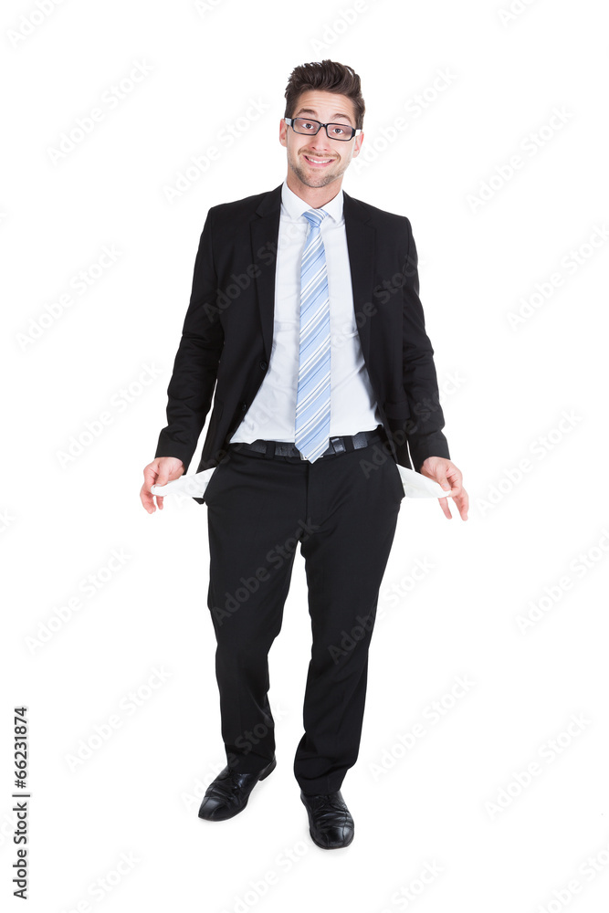 Businessman Showing Empty Pockets Businessman Showing Empty Pockets