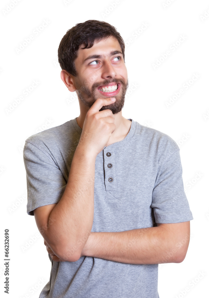 Laughing man with beard looking left Laughing man with beard looking left