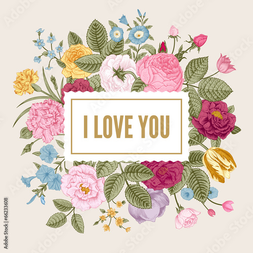 Vintage floral vector card