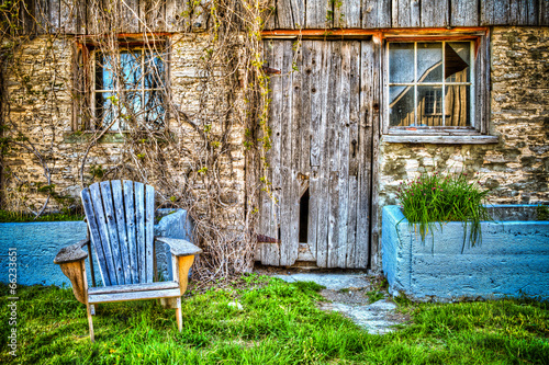 Muskoka chair door windows grass