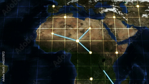 World Map Connection Glowing line