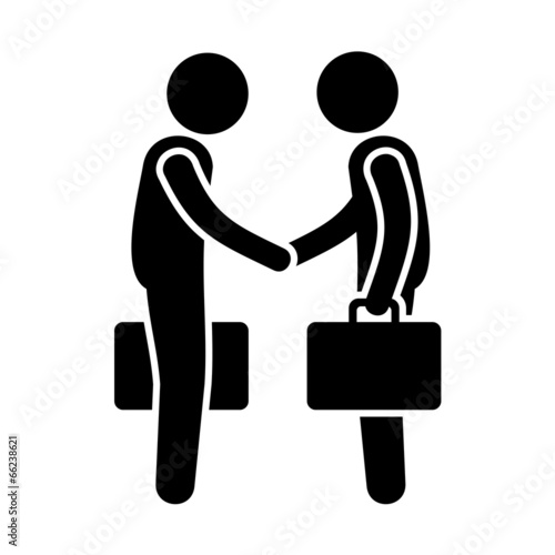 Business Mans Handshake. Greetings Gesture Stick Figure