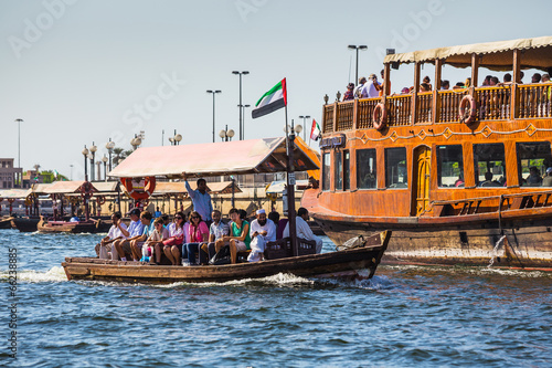  Boats on the Bay Creek in Dubai, UAE photo