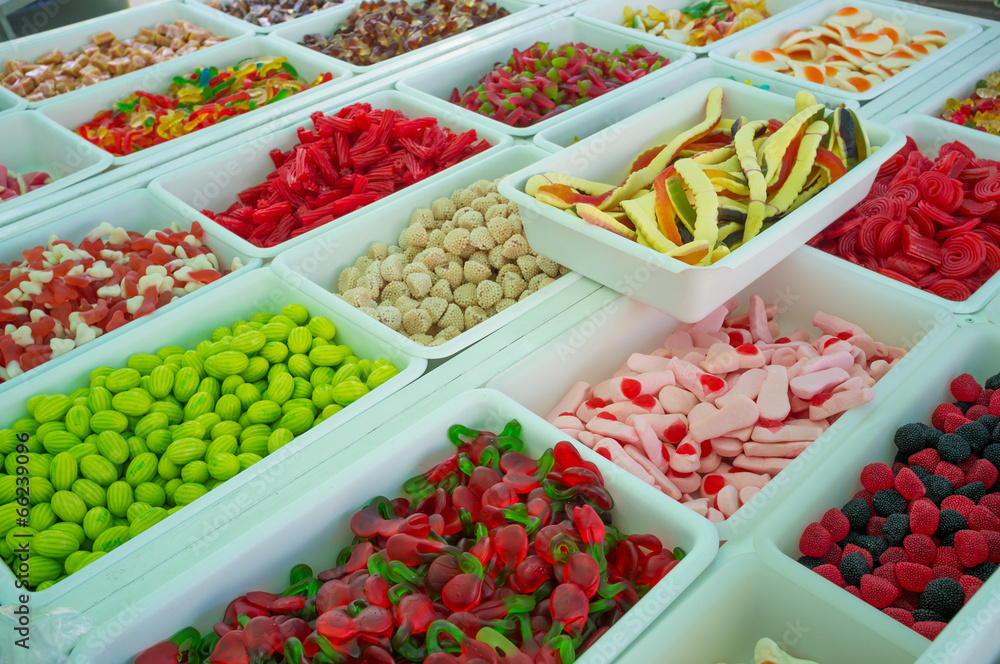 Candy on a market stall Candy on a market stall
