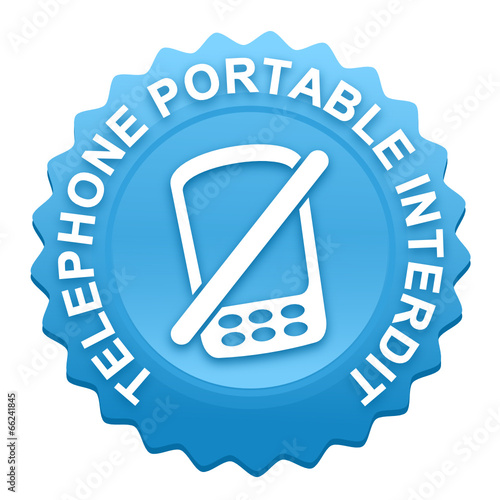téléphone portable interdit sur bouton web denté bleu