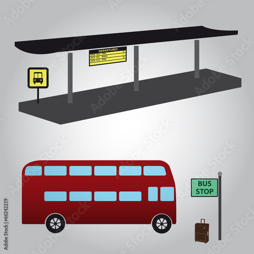 bus stop and bus eps10