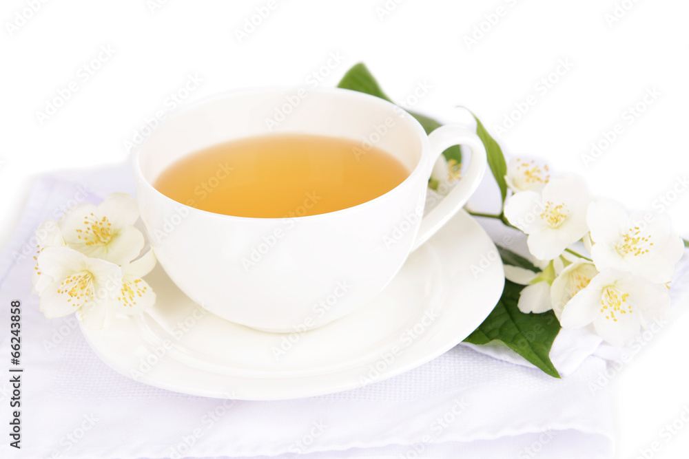 Cup of tea with jasmine isolated on white Cup of tea with jasmine isolated on white