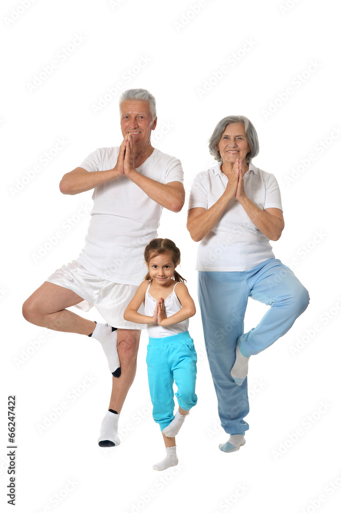 Fototapeta premium Grandparents with little girl