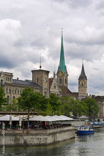 view of Fraumunster and st. Peter church, Zurich © borisb17