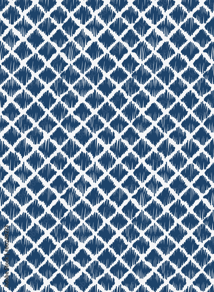 Fototapeta premium Indigo blue hand drawn seamless pattern