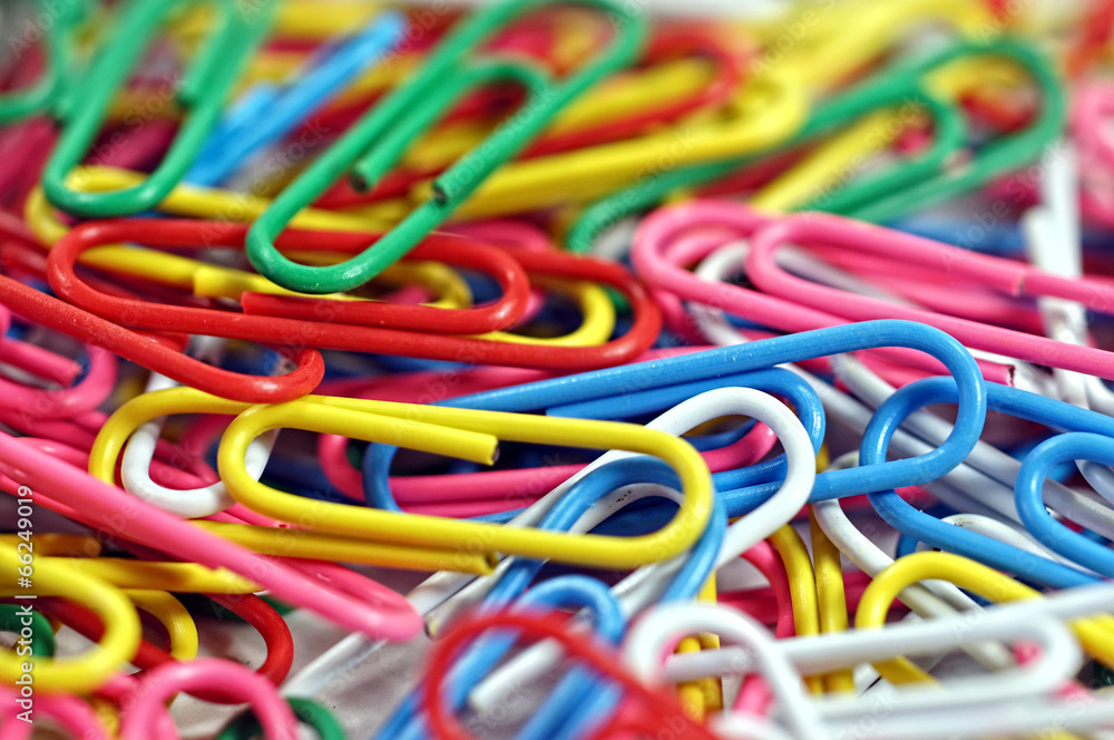 Group of many colored paper clips