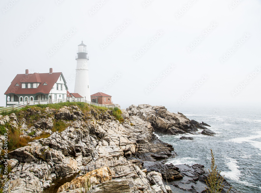 Rocky Shore and Lighthouse