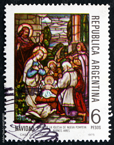 Postage stamp Argentina 1975 Nativity, Nueva Pompeya Church