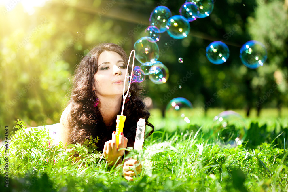Woman and soap bubbles