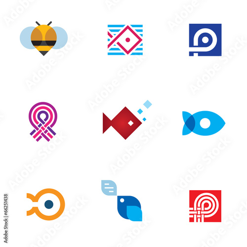 New mobile app startup logo icon set digital age community