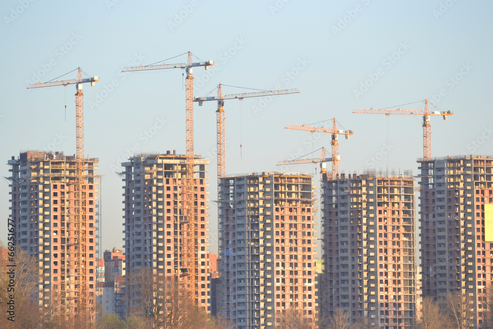 Houses under construction on the outskirts of St. Petersburg