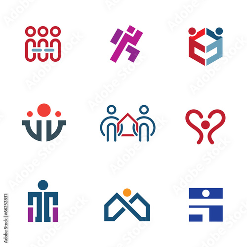 Share people community help for rebuilding society logo icon set