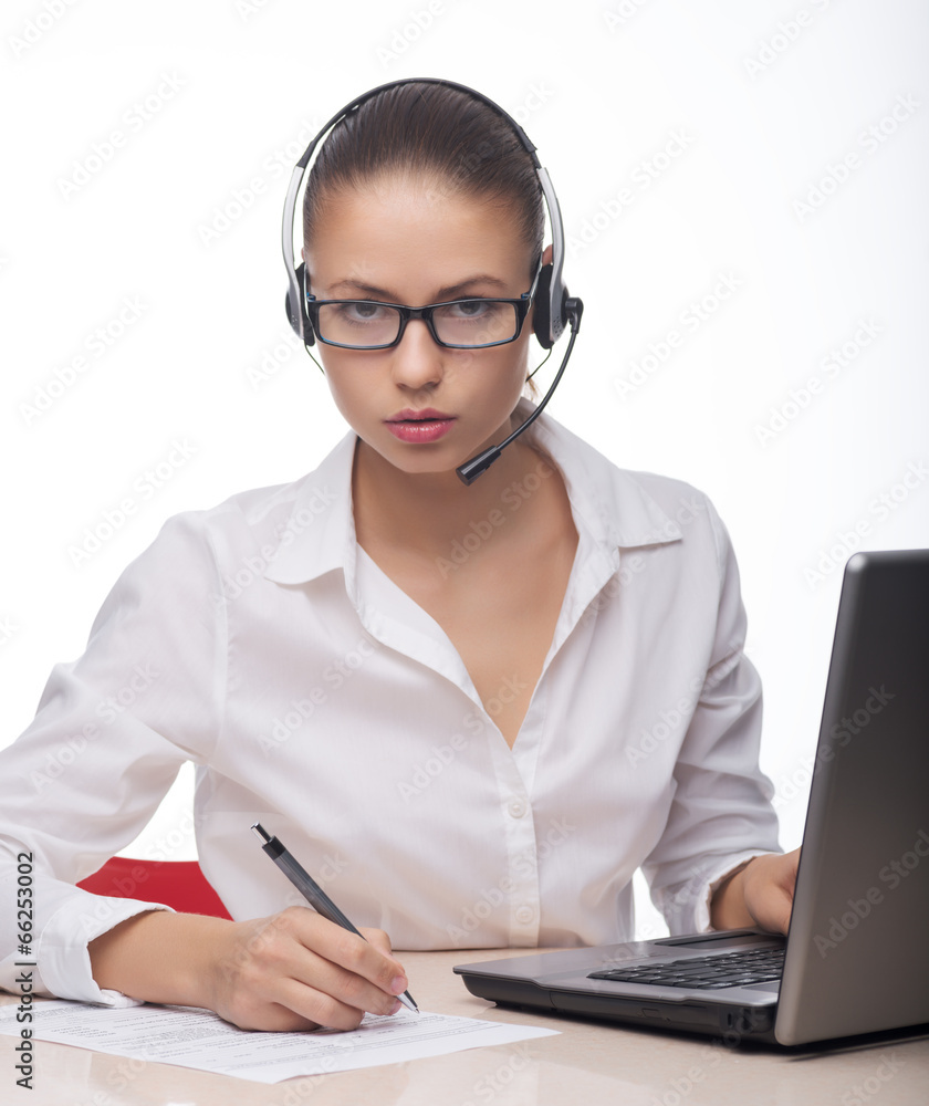 Businesswoman talking on the phone,operator Businesswoman talking on the phone,operator