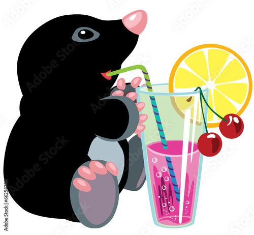 cartoon mole drinking cocktail
