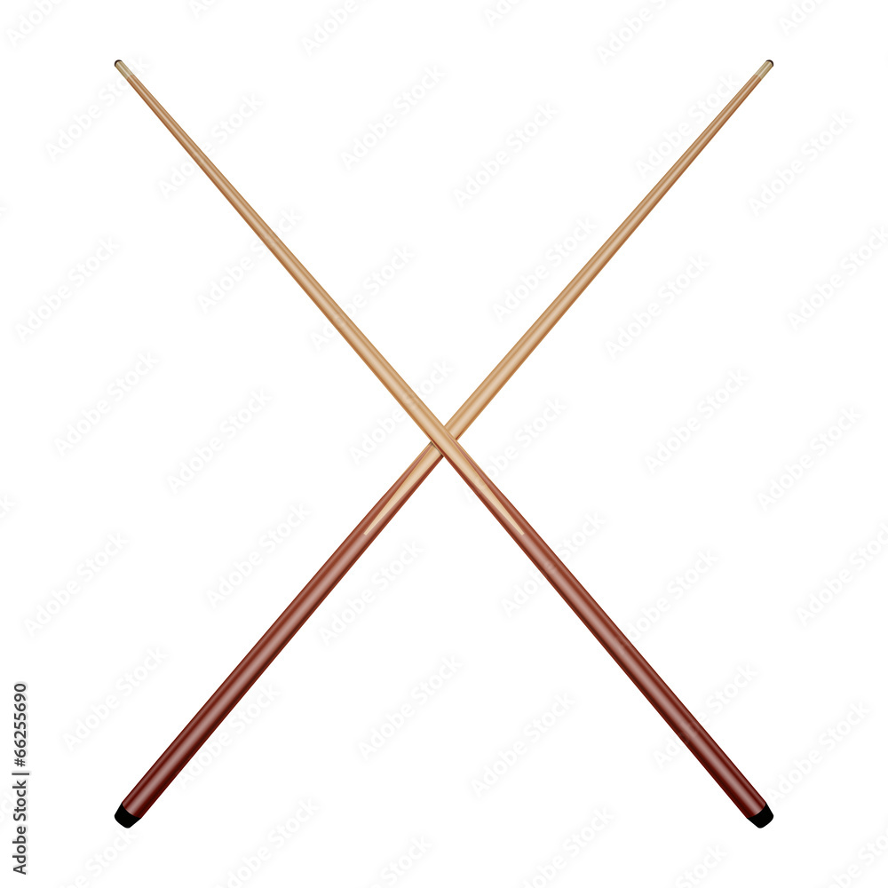 Naklejka premium Billiard cues isolated on white background