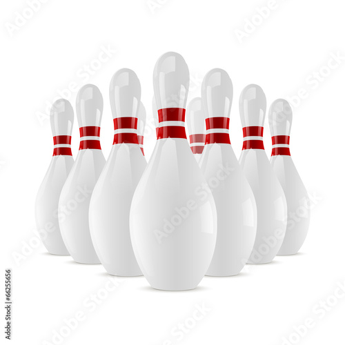 Shiny bowling skittles isolated on white background