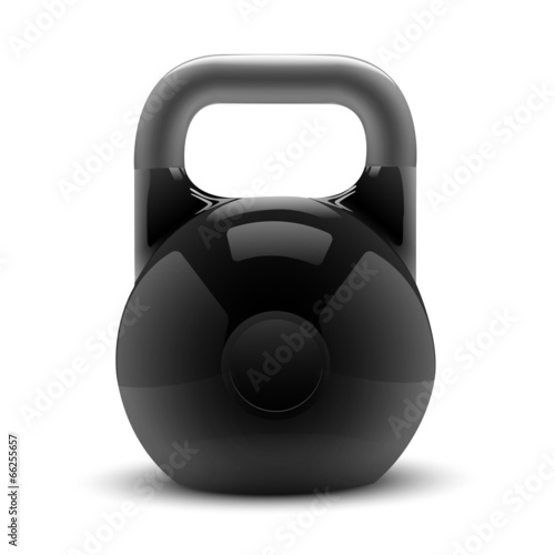 Realistic classic kettlebell isolated on white background