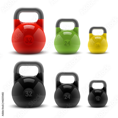 Collection of realistic classic kettlebells