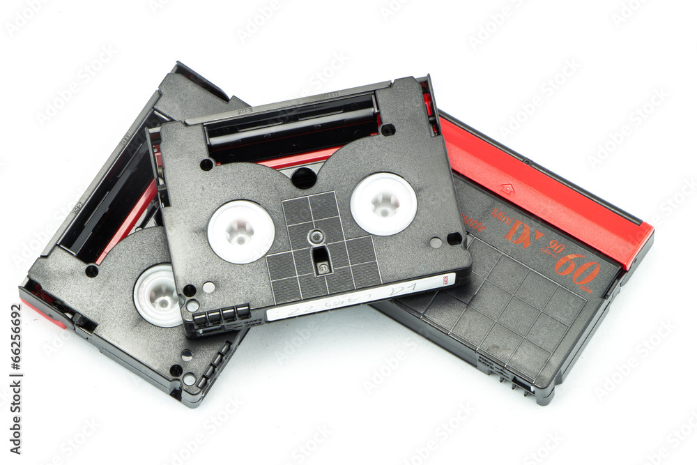 group of mini dv tape isolated on white group of mini dv tape isolated on white