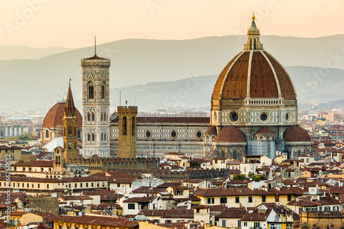 Florence  Cathedral and Brunelleschi dome at sunset