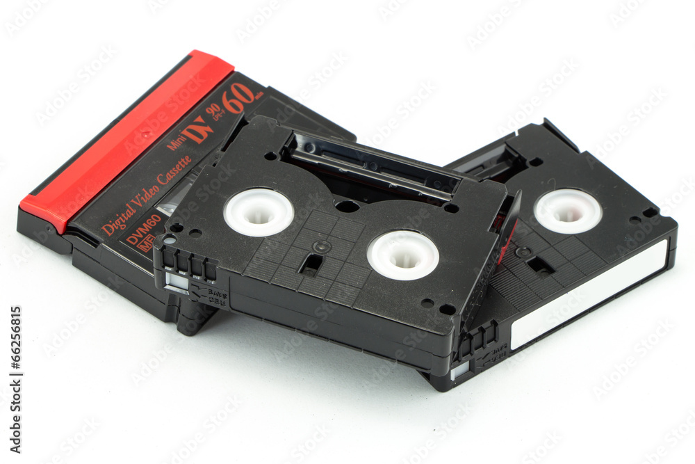 group of mini dv tape isolated on white group of mini dv tape isolated on white