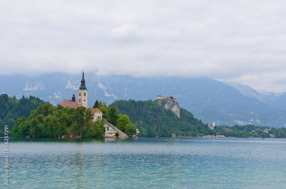 The Lake Bled and Julian Alps in Slovenia