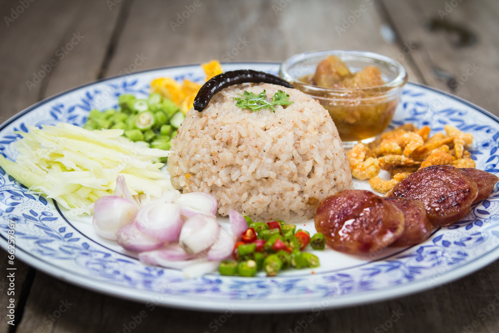 Fried rice with Shrimp paste, Thai style food Fried rice with Shrimp paste, Thai style food