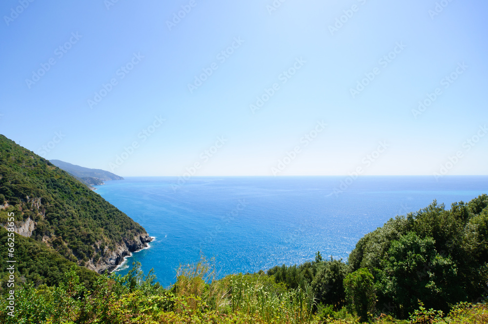 Landscape of the Italian Riviera in summer