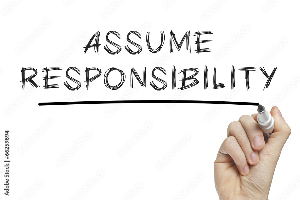 Φωτογραφία Hand writing assume responsibility
