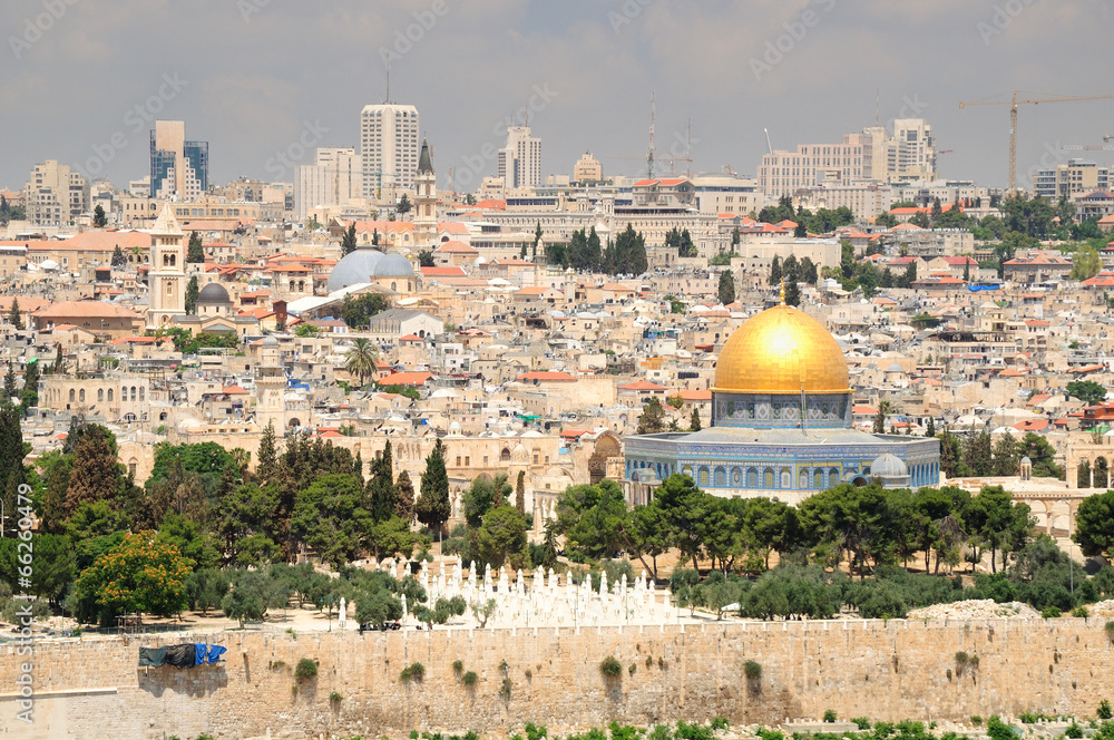 Jerusalem landscape as seen from the mount of olives.