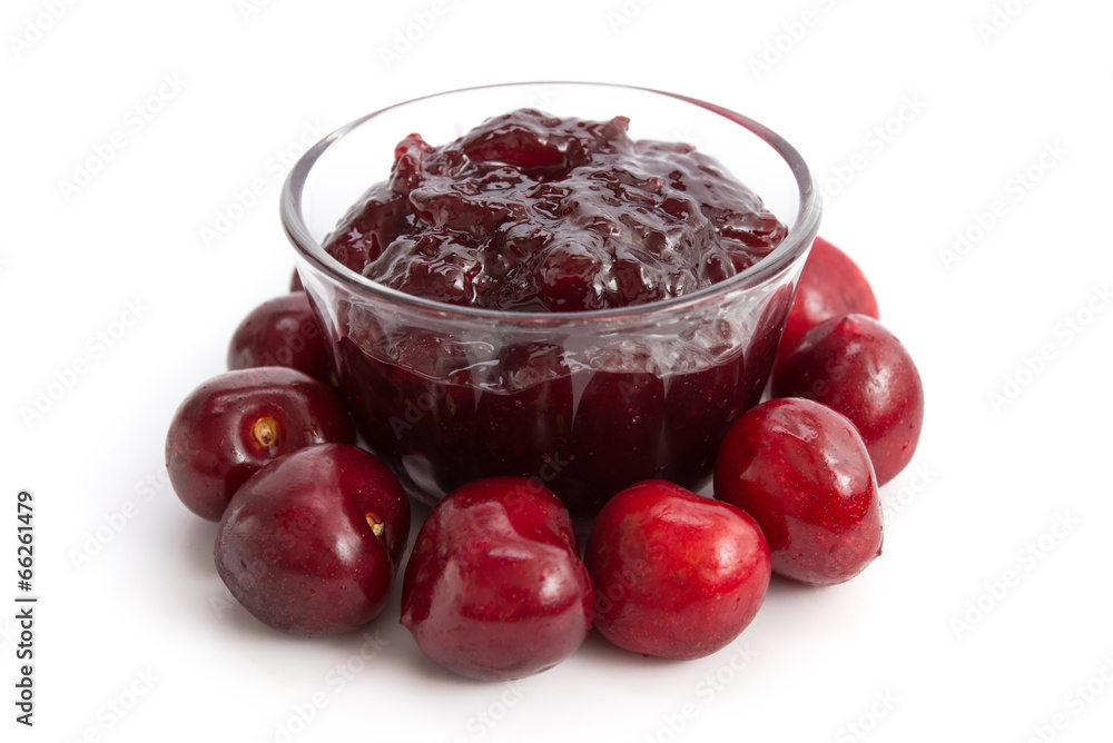 Kirschmarmelade und Kirschen Kirschmarmelade und Kirschen