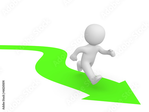 3d man running along the green arrow