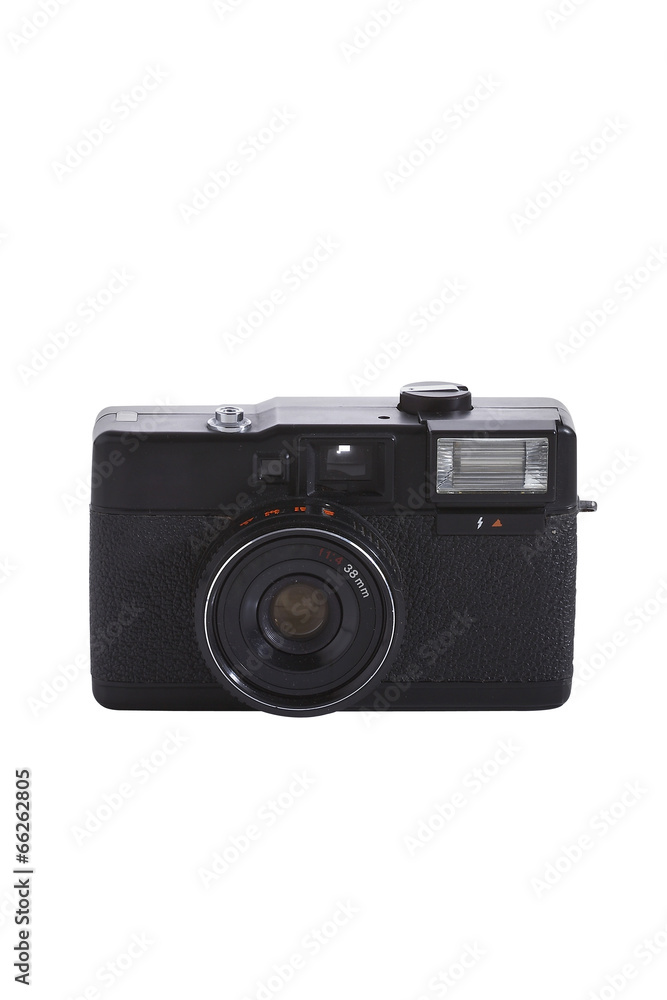 old plastic camera on white background