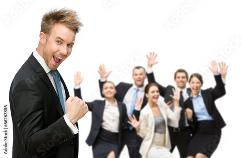 Portrait of happy successful business group