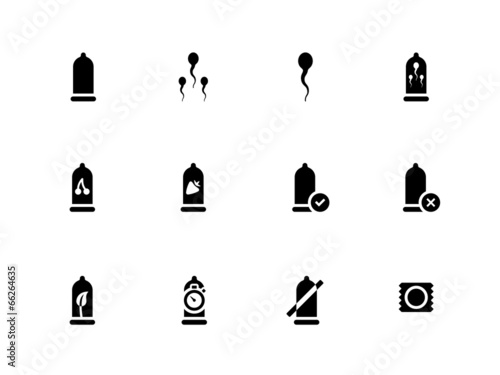 Contraception and sperm icons on white background.