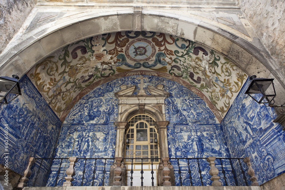 Balcony of entrance gate in Obidos, Portugal