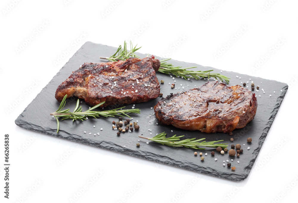 Beef steaks with rosemary and spices
