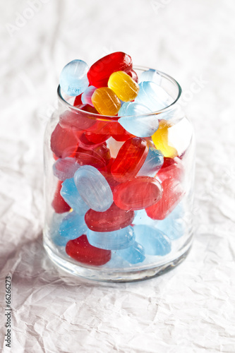 colorful candies in glass jar