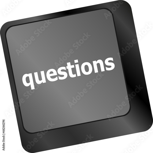 Computer keyboard key with key questions, closeup