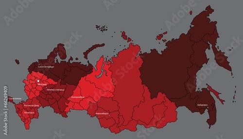 Карта России с федеральными округами